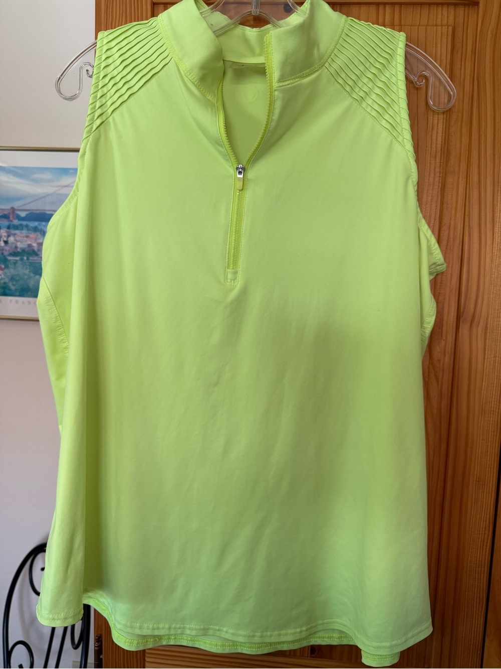 Jofit Sleeveless Mock Neck Golf/Pickleball Active Top - Neon Lemon/Lime - XXL